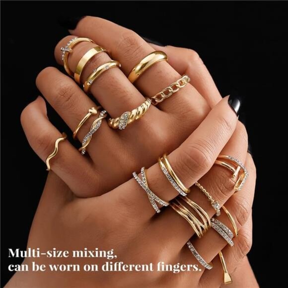 Gold Knuckle Rings Set for Women - Dainty and Trendy Finger Rings Pack - Picture 3 of 7